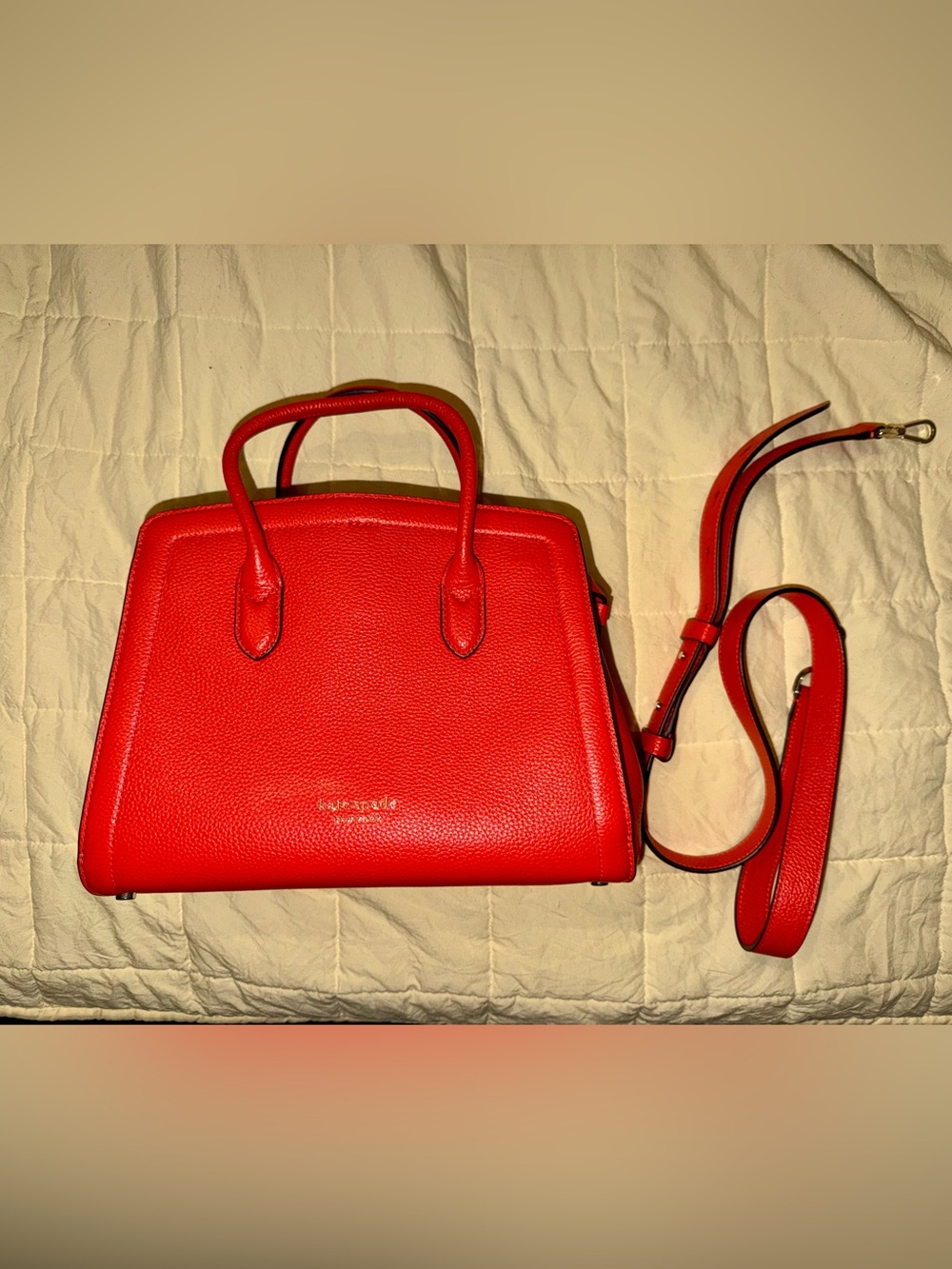 kate spade Bright Orange Pebbled Leather Satchel